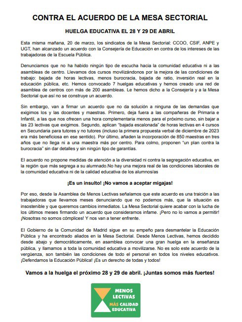 Asamblea Menos Lectivas #SalvemosLaPública tweet media