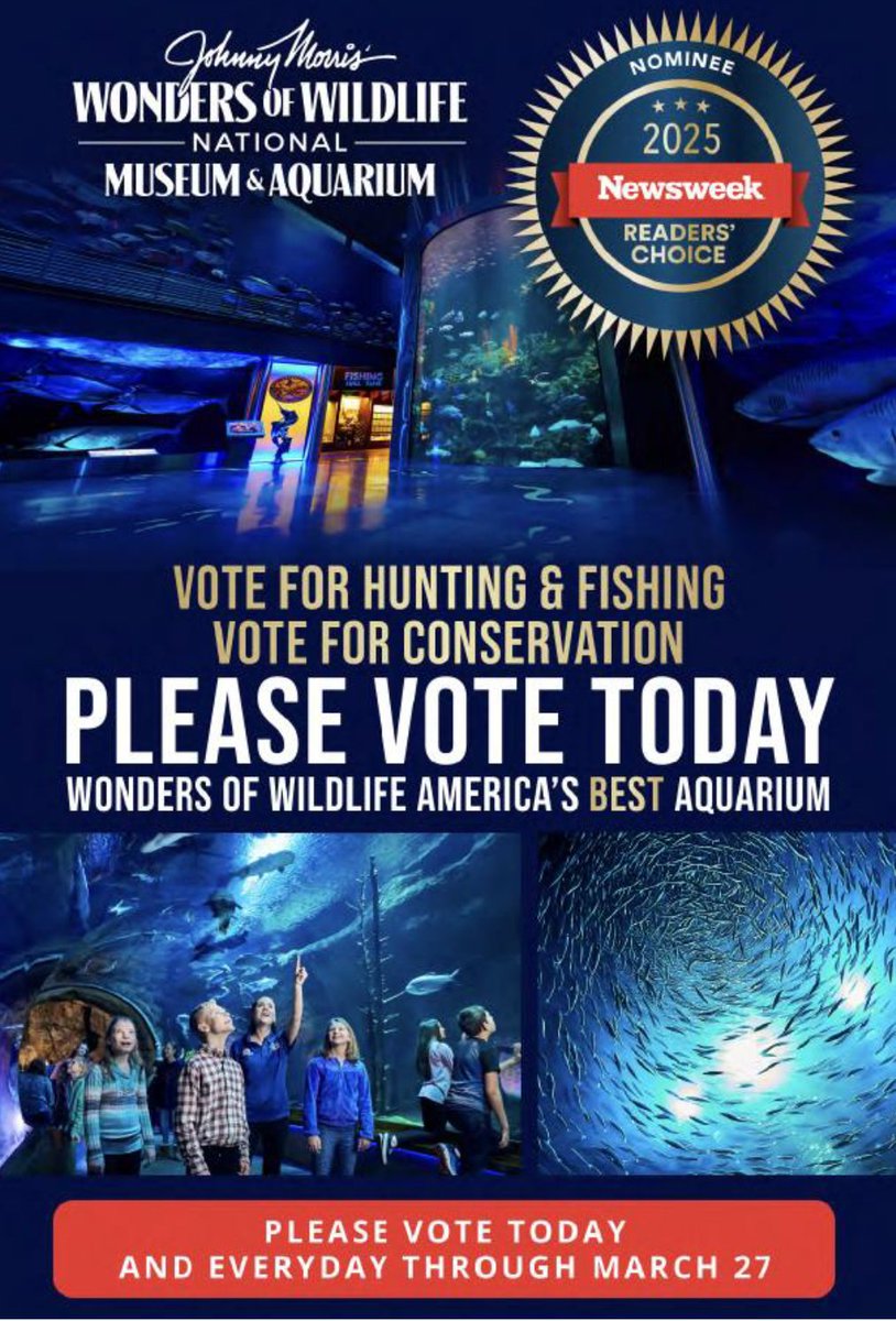Wonders of Wildlife deserves this win! A world-class tribute to America’s conservation heroes, <a href="/WOWaquarium/">Wonders of Wildlife</a>  is up for Newsweek’s Best Aquarium—and they’ve earned it! Let’s make it happen. You can vote here.  newsweek.com/readerschoice/…