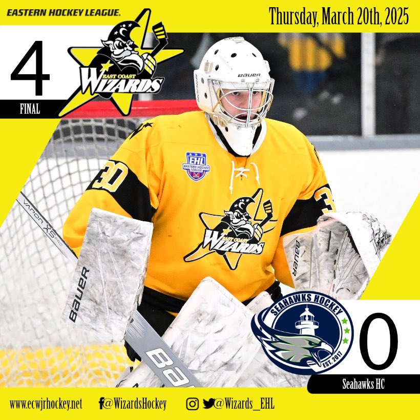 Game Won ✅

Owen Currier stops 30 in the shutout victory. Game 2 tomorrow in South Dennis! 

Brennan 🚨🚨
C. St. Hilaire 🚨🍏
Murphy 🚨
D. St. Hilaire 🍏
Ala 🍏
Lowndes 🍏
Kavanaugh 🍏
Alger 🍏

#BringTheMagic | #EShow