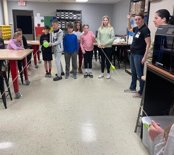 5th Graders with Wizards of Wright - Working on Newton's 2nd Law of Motion