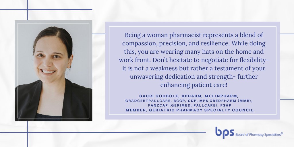 BPSweb's tweet photo. #WomensHistoryMonth is the perfect time to acknowledge the invaluable role women pharmacists play in many communities. As Gauri Godbole, BCGP, member of the #BCGP specialty council, mentions, being a woman pharmacist can mean many things, to many people! https://t.co/HOtIC9Zrbt
