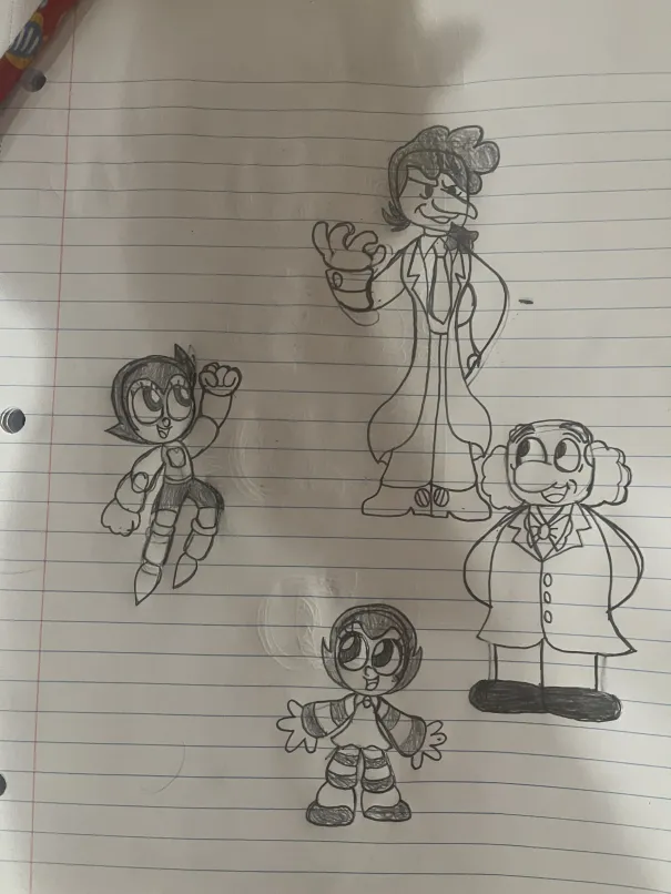 Sketches of Astro Boy characters
I think I did a pretty good job translating these guys to my artstyle
