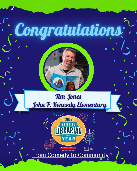 JCPS Library Media Services Department (@jcps_lms) on Twitter photo 🎉 Congratulations to John F. Kennedy Elementary librarian, <a href="/MisterLibrary/">Tim Jones 📖 | Bluesky/TikTok/IG @themisterlibrary</a>, for being named
<a href="/sljournal/">SchoolLibraryJournal</a> #SchoolLibrarianOfTheYear! We applaud your dedication to libraries & fostering a love of reading! #JCPSLibraries #LibrariansLeadingTheWay #LiteracyRoadTrip #ReadersAreLeaders 🎉 Congratulations to John F. Kennedy Elementary librarian, <a href="/MisterLibrary/">Tim Jones 📖 | Bluesky/TikTok/IG @themisterlibrary</a>, for being named
<a href="/sljournal/">SchoolLibraryJournal</a> #SchoolLibrarianOfTheYear! We applaud your dedication to libraries & fostering a love of reading! #JCPSLibraries #LibrariansLeadingTheWay #LiteracyRoadTrip #ReadersAreLeaders
