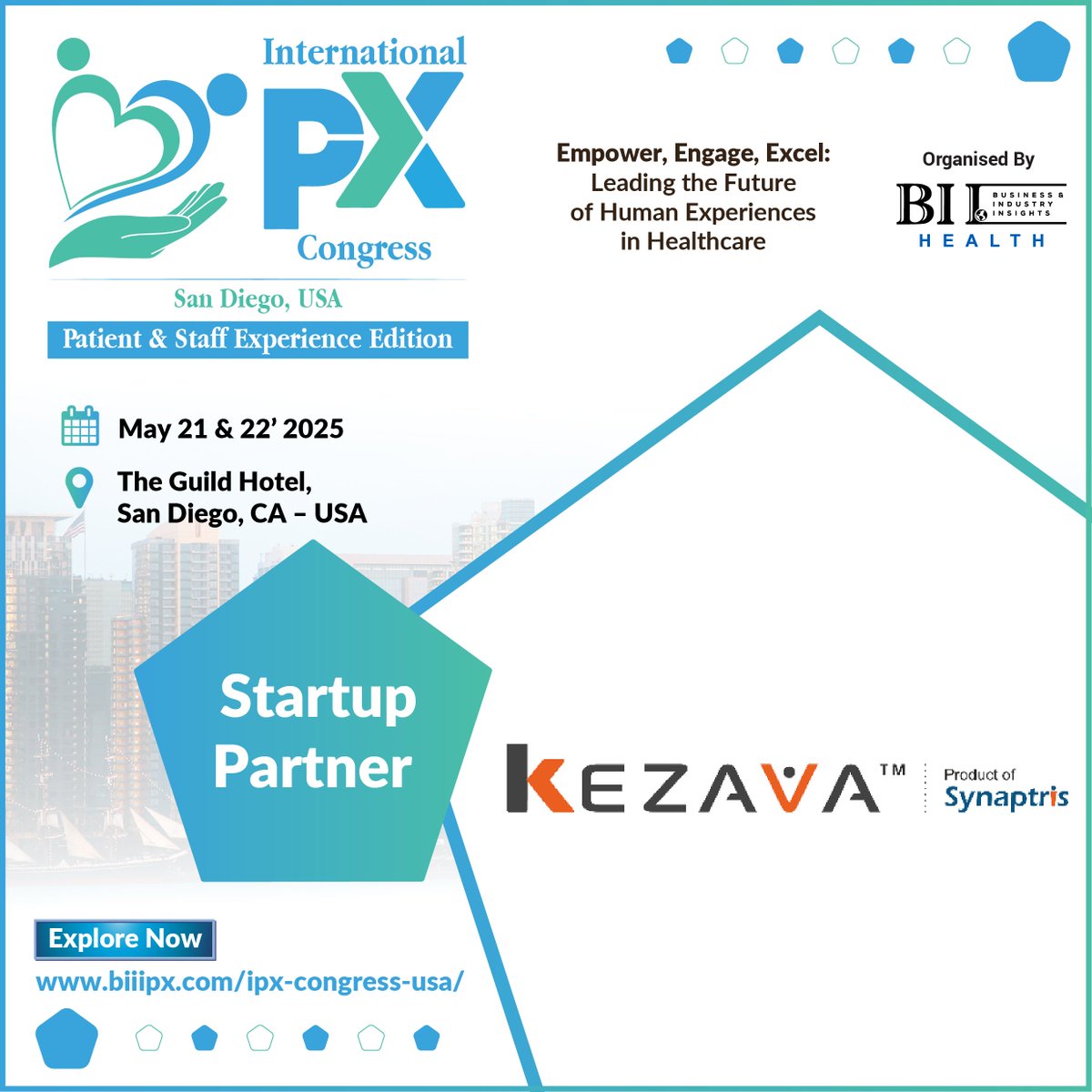 biiworld's tweet image. (biiipx.com/ipx-congress-u…) 🌟Meet KEZAVA by Synaptris Inc. at the Exhibiting Area!🌟

🚀KEZAVA by Synaptris has joined the Patient &amp;amp; #StaffExperience Edition of the International #PXCongress, USA as a proud #StartupPartner!

🔗 Register Now: biiipx.com/register
