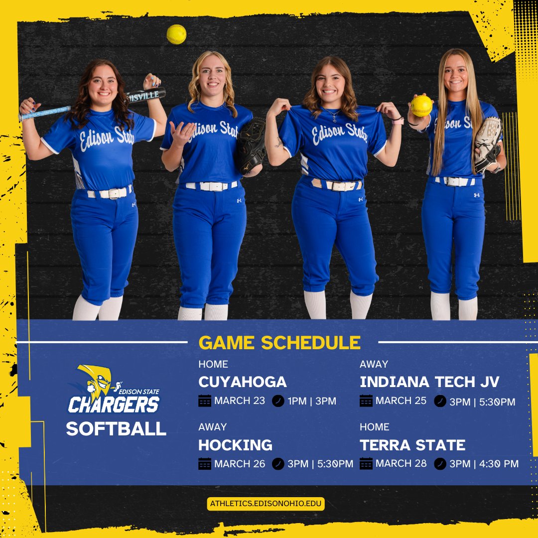 Check out these upcoming softball games! Good luck, Lady Chargers! ⚡🥎