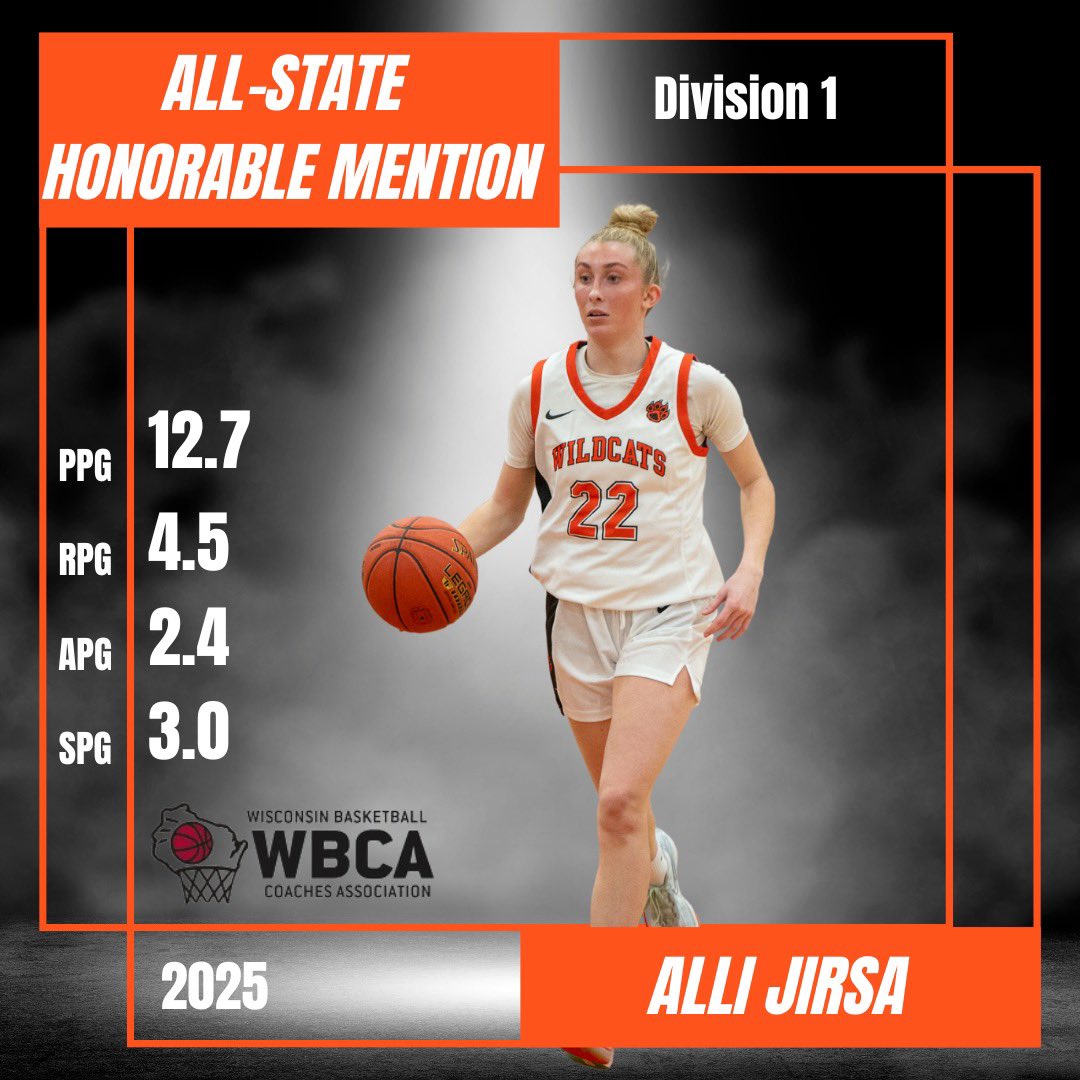 Verona Area Girls Basketball (@veronagirlsbb) on Twitter photo Congratulations to <a href="/allijirsa/">alli jirsa</a> on earning WBCA Division 1 All- State Honorable Mention! Can’t wait to see what your senior year holds! #wisgb Congratulations to <a href="/allijirsa/">alli jirsa</a> on earning WBCA Division 1 All- State Honorable Mention! Can’t wait to see what your senior year holds! #wisgb
