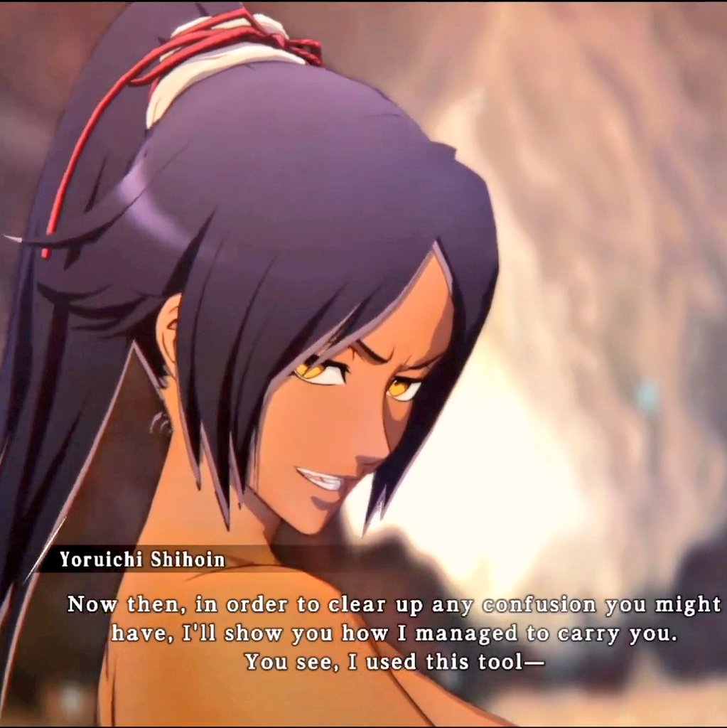 SLOplays's tweet photo. They added that Yoruichi scene in Bleach Rebirth of Souls 😭 look at my man Ichigo blushing 💀 https://t.co/JTwpcfaSd3