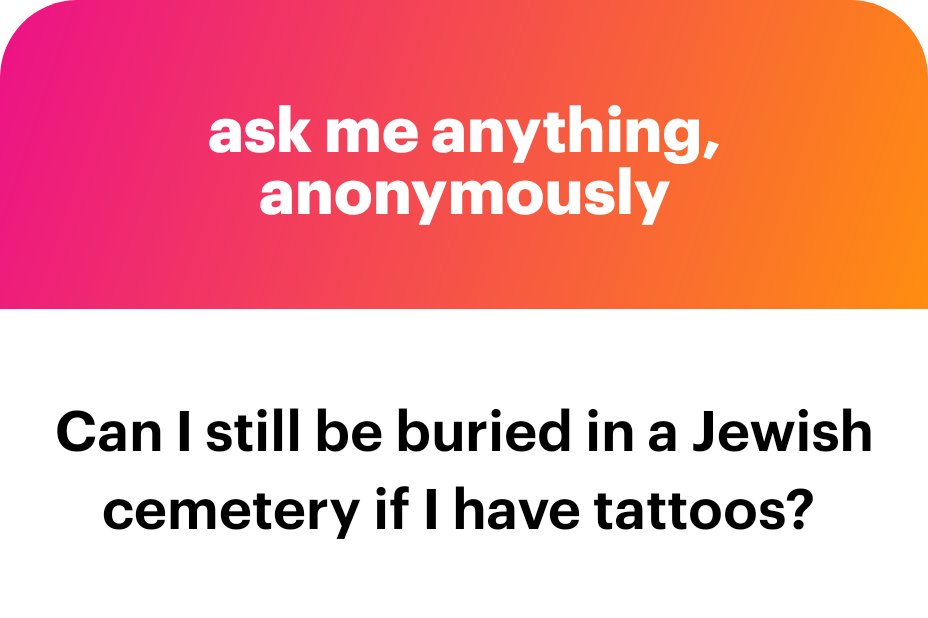 BluegrassRabbi's tweet photo. @mamashchamuda @FrumHumor @HeimishHumor @abbaleh @IlanBlock @Chabad @Yahrtzeits @DBashIdeas @NoamNechama @RabbiKaplan Yes! You can be buried in a Jewish Cemetery with a tattoo, however...
Choosing to get a tattoo is a permanent symbol on your flesh of missing a chance to invest in your relationship with G-d. The Nazis chose tattoos to mark Jews because they knew it was offensive.
#BetterNot https://t.co/6abMX6Dd1h
