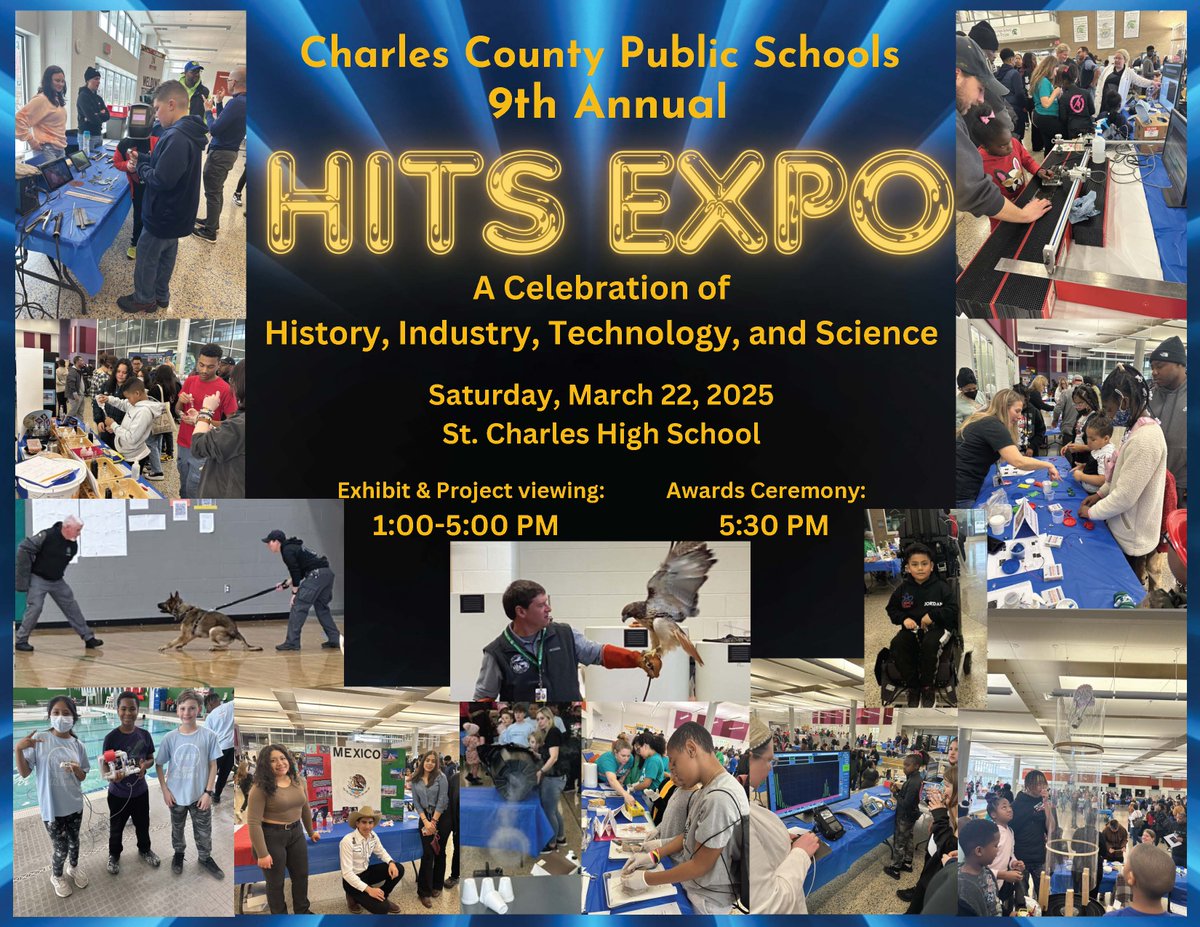 CCPS is hosting its annual History, Industry, Technology and Science (HITS) Expo on Saturday, March 22 from 1 to 5 p.m. at St. Charles High School in Waldorf.