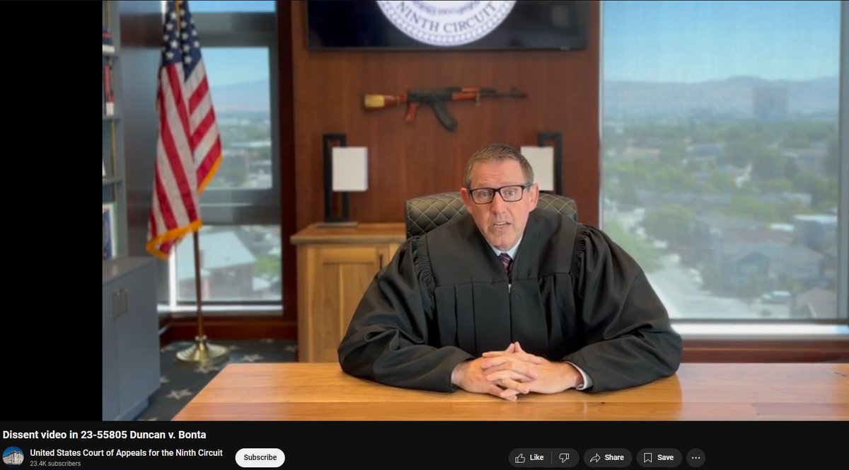 UTLawTROLP's tweet photo. Judge Lawrence VanDyke (9th Cir.) has posted a unique video dissent in Duncan v. Bonta:
https://t.co/WaSmCYZ1L9
(We at TROLP think this is awesome!) https://t.co/04Ra4UYypb