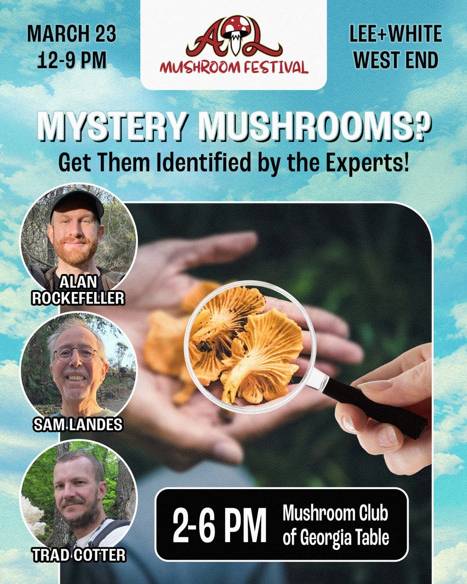 AlanRockefeller's tweet image. Sunday March 23 in Atlanta,  Georgia 

I&apos;ll be giving a talk on mushroom photography and a talk on Psilocybe. 

Location: 1070 White St SW
Atlanta, GA 30310