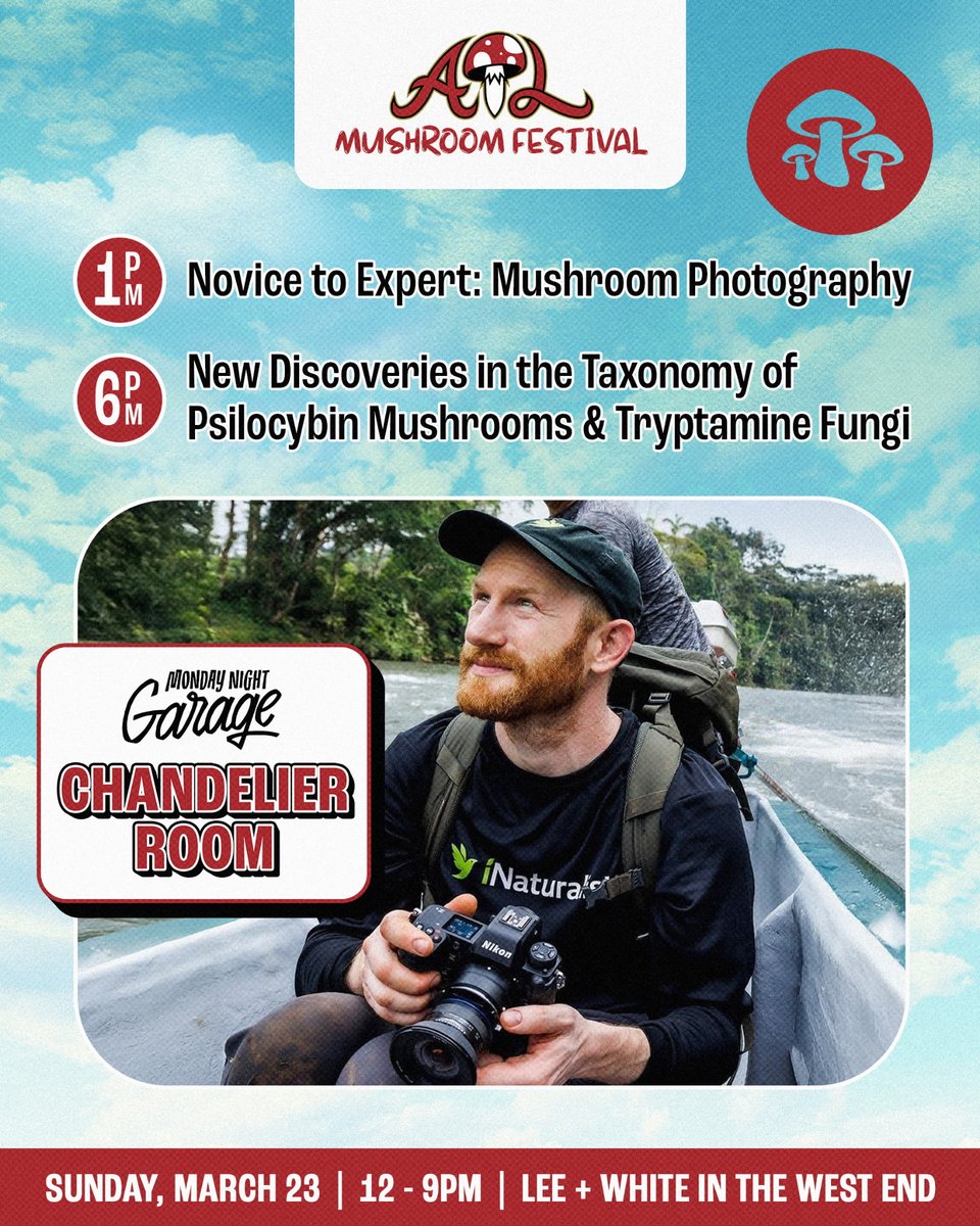 AlanRockefeller's tweet image. Sunday March 23 in Atlanta,  Georgia 

I&apos;ll be giving a talk on mushroom photography and a talk on Psilocybe. 

Location: 1070 White St SW
Atlanta, GA 30310
