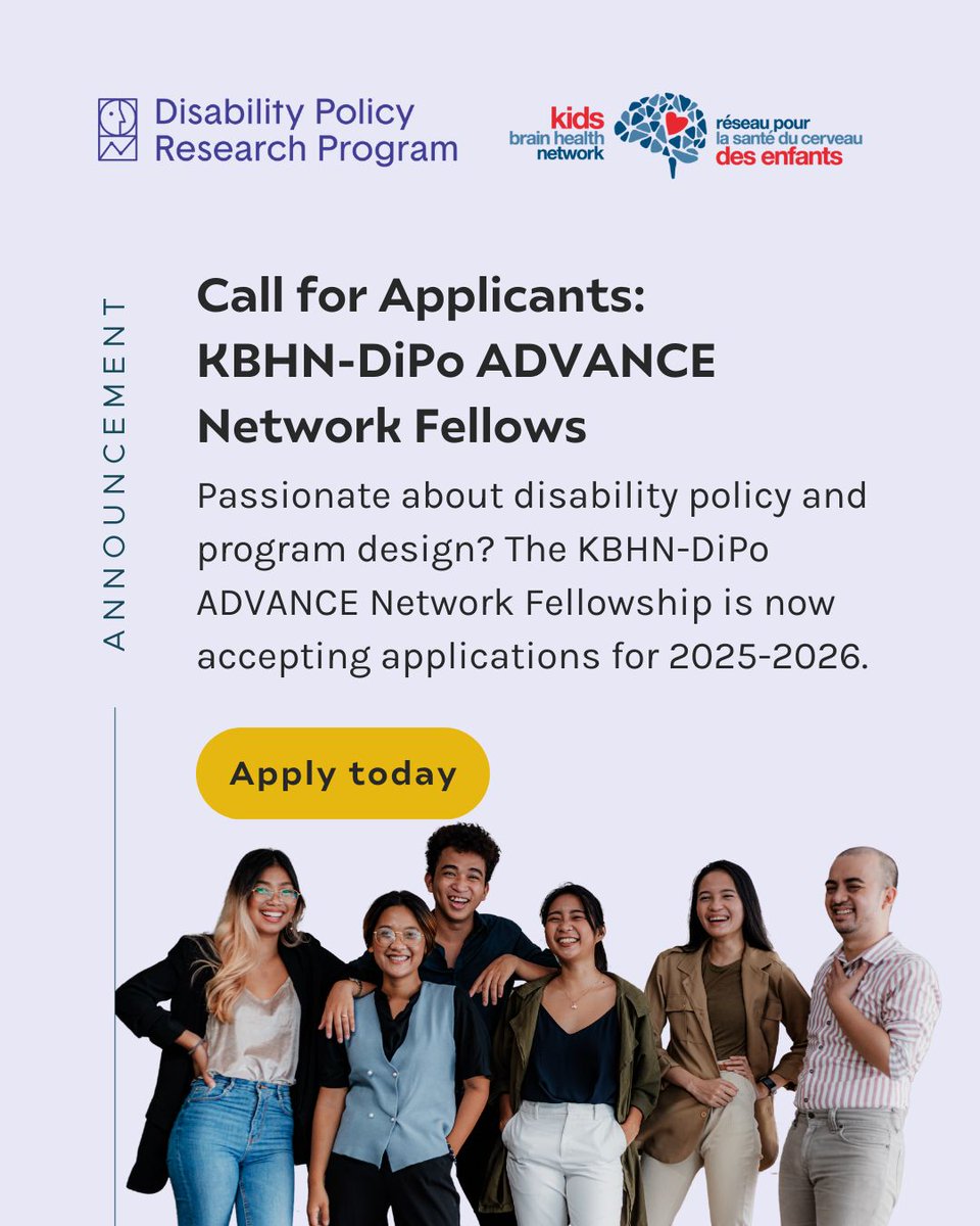 Are you a graduate student, postdoctoral fellow, or research associate passionate about disability policy and program design? The KBHN-DiPo ADVANCE Network Fellowship is now accepting applications for 2025-2026!

This is your chance to:
✅ Work with leading researchers, community