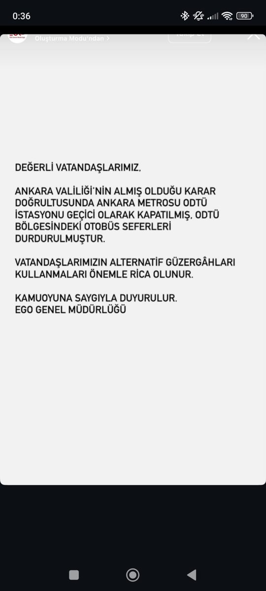 🟥 Mansur Yavaş Valilik'in ODTÜ'ye ulaşımı kapatma kararını uyguluyor!