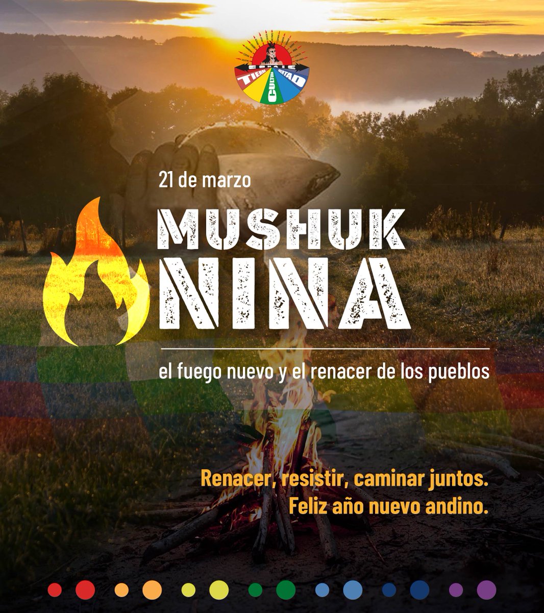 CONAIE_Ecuador's tweet photo. Mushuk Nina ¡Feliz año nuevo andino!
Los pueblos y nacionalidades tenemos la oportunidad de entrar en relación armónica con la naturaleza, con nuestro ser, con la familia y la comunidad. Es tiempo de renovar energías, fortalecer el camino y unir esfuerzos para enfrentar los desafíos con reciprocidad, equilibrio y complementariedad.
¡Unidad y fuerza para nuestras luchas! 🇪🇨

#Conaie #MushukNina #FuegoNuevo #PueblosIndigenas #Ecuador #PawkarRaymi