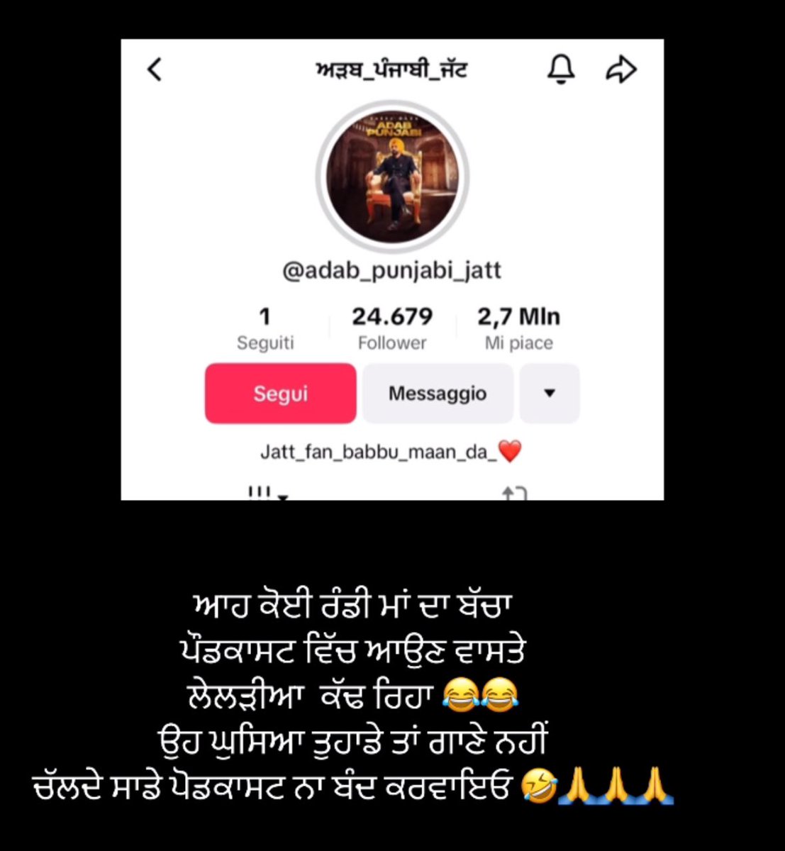 Hun lagda jaloos kadna he paina ehna kutti maa de bacheya da…apni gal rakhni rakho per jehra <a href="/BabbuMaan/">Babbu Maan</a> di foto lagake ke aaya oh khud maan Saab di hoyi foto di beadbi da zimedaar hovega… mein maa behan ek kar deni hun zumewaar tusi aap apne…bund ch dum te apni id ton aawo