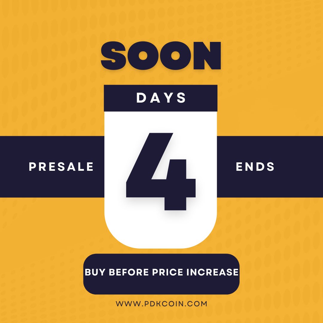 pdkcoin's tweet photo. Only 4 days left! ⏳

بتنێ 4 ڕۆژ مان، ببە خۆدان 100 هزار کوینێن (PDK) ب کێمترین بها!!😍

Only 4 days left, get 100k (PDK) coins at the lowest price!!😍

#PDKCoin #CryptoPresale #InvestNow #CryptoOpportunity https://t.co/JWqcZzsg4v