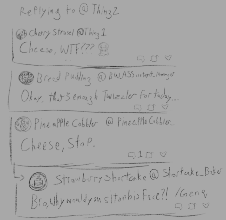 Fandom_Dolphin's tweet image. #bitbctwt #Bitbc #Bitbcfanart #StrawberryShortcake #BerryInTheBigCity #PineappleCobbler #CheeseStrudel #PineCheese
(Suggestive!! :3c)

PineCheese art dump :3