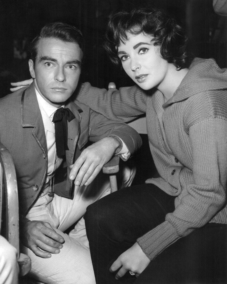 Montgomery Clift and Elizabeth Taylor on set of Raintree County, 1957