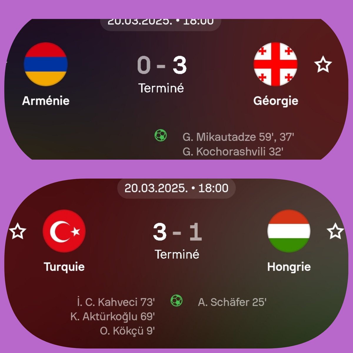 QSPORTNEWS's tweet image. ⚽️⚽️⚽️🇪🇺 #NationsLeague #LequipeLive
▪︎#Armenia 🇦🇲 0/3 #Georgia 🇬🇪
#ARMGEO
▪︎#Turkey 🇹🇷 3/1 #hungarian 🇭🇺
#TURHUN