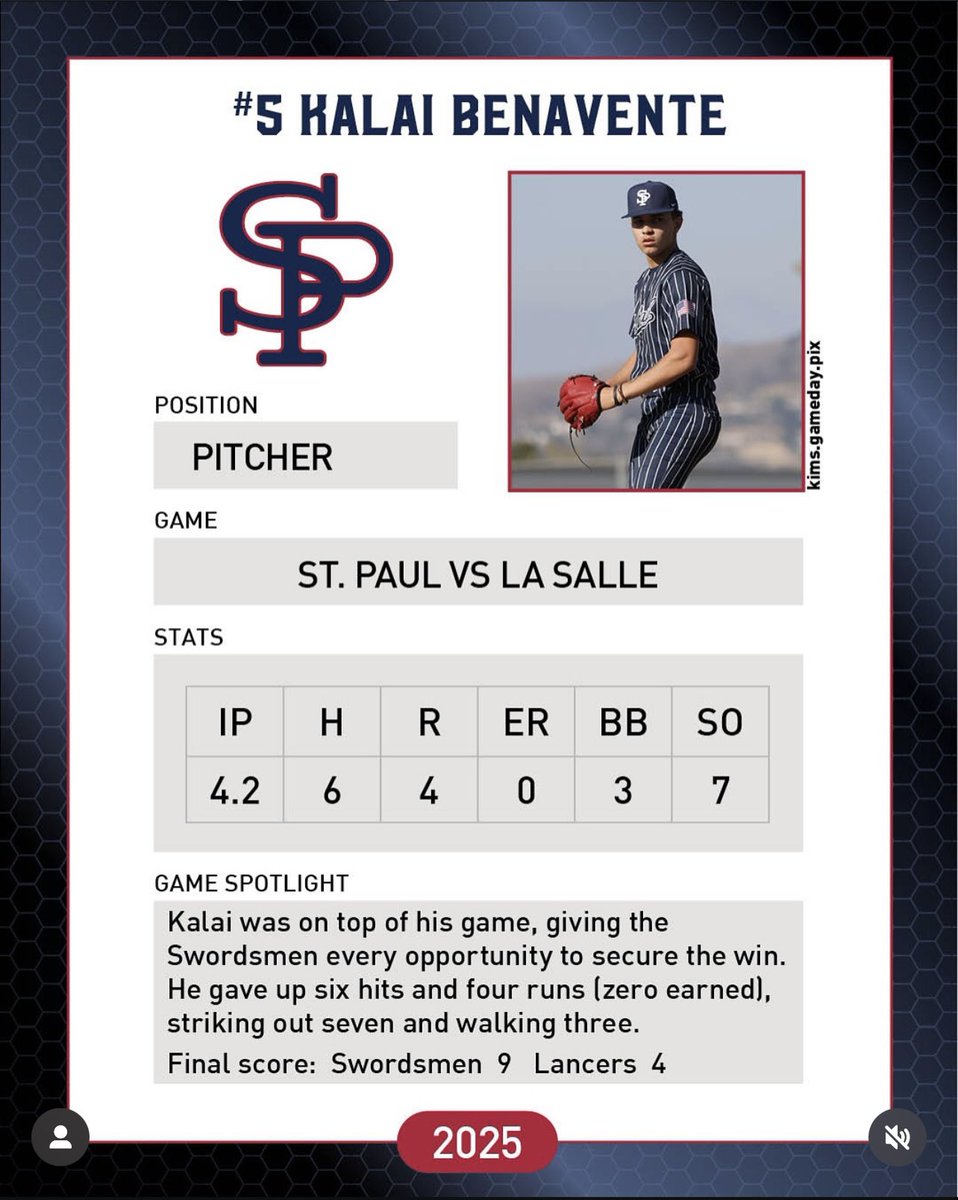 SPHS Swordsmen_fans (@swordsmen_fans) on Twitter photo โ๏ธโพ๏ธ Congratulations to Kalai Benevente for earning another card for his pitching performance vs. La Salle. <a href="/SGVNSports/">Fred J. Robledo ๐จ๐ปโ๐ป</a> <a href="/James_Escarcega/">James Escarcega ๐๐๐โพ๏ธ๐ฅ ๐คผ๐คฝ๐ฝโโ๏ธ๐๐ผโโ๏ธ๐๐ปโฝ๏ธ</a> <a href="/LesLukach/">๐๐๐ฌ ๐๐ฎ๐ค๐๐๐ก</a> <a href="/StPaulBaseball/">St. Paul Baseball</a> <a href="/turntwo17/">Andy Stankiewicz</a> <a href="/GhostsofStPaul/">The Ghosts of St. Paul Football</a> โ๏ธโพ๏ธ Congratulations to Kalai Benevente for earning another card for his pitching performance vs. La Salle. <a href="/SGVNSports/">Fred J. Robledo ๐จ๐ปโ๐ป</a> <a href="/James_Escarcega/">James Escarcega ๐๐๐โพ๏ธ๐ฅ ๐คผ๐คฝ๐ฝโโ๏ธ๐๐ผโโ๏ธ๐๐ปโฝ๏ธ</a> <a href="/LesLukach/">๐๐๐ฌ ๐๐ฎ๐ค๐๐๐ก</a> <a href="/StPaulBaseball/">St. Paul Baseball</a> <a href="/turntwo17/">Andy Stankiewicz</a> <a href="/GhostsofStPaul/">The Ghosts of St. Paul Football</a>