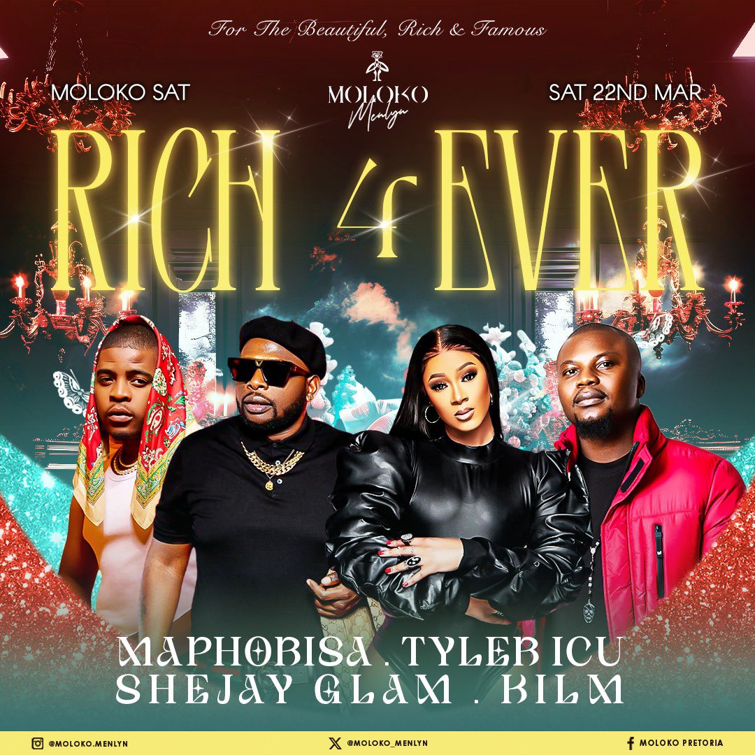 <a href="/Moloko_Menlyn/">Moloko Menlyn</a> #rich4eversaturdays 
<a href="/DjMaphorisa/">PorryMaduMoneyDoubleTrouble</a>