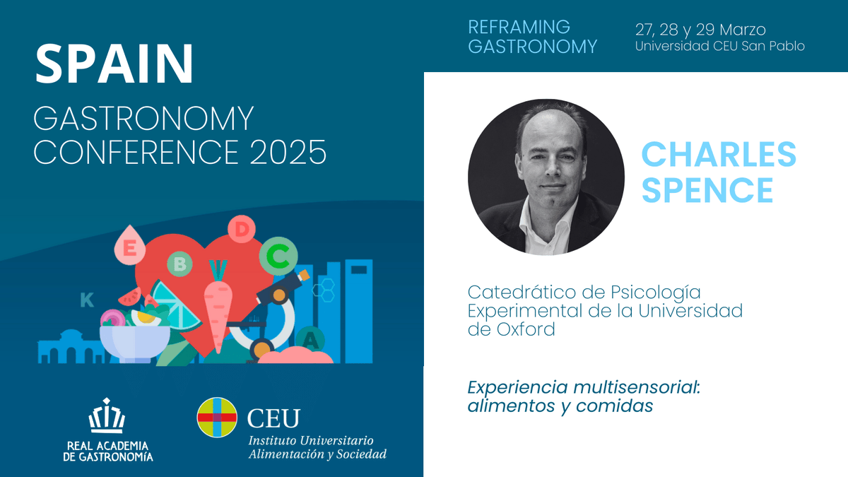 nutrimad2018's tweet photo. Charles Spence será uno de los participantes de la ponencia inaugural de #SGC25. 🚀 Reconocido internacionalmente, es un gurú de gastronomía multisensorial y ha trabajado con algunos de los mejores chefs del mundo.
Para más información e inscripciones 👉 https://t.co/NJuURWnnqN https://t.co/CxNKVodi3K