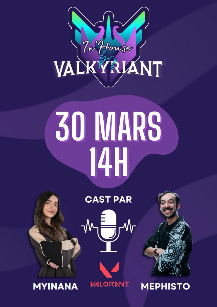 Valkyriant_BE's tweet image. 🏆 𝐈𝐧'𝐇𝐨𝐮𝐬𝐞 𝐕𝐚𝐥𝐨𝐫𝐚𝐧𝐭

Rejoignez la première In'House Valorant organisée par Valkyriant ! 

On aura la chance d'avoir notre ambassadrice @myinana et le grand @Mephisto_TTV au cast ! 💜

Pour plus d'infos et vous inscrire :
forms.gle/A2gAkXPtnNVJ85…
