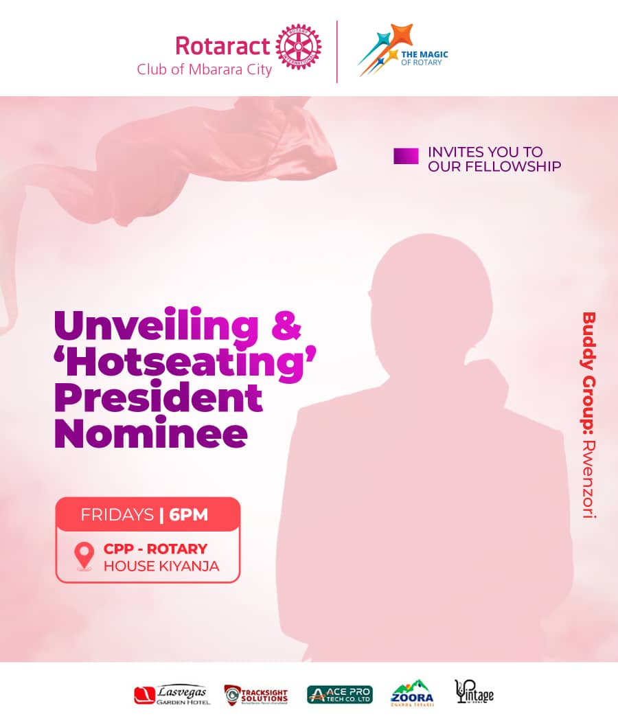 A new leader is coming...Be part of the excitement as Rotaract Mbarara City unveils their President Nominee this Friday at 6PM

What questions would YOU ask a President Nominee? 
Get ready for the "Hotseating".  

Be there at 6PM.