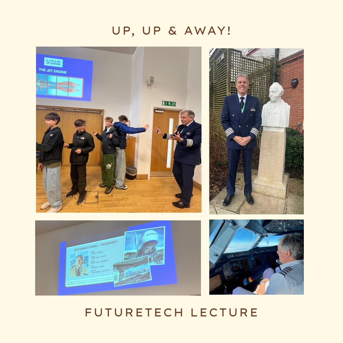 ReedsAlumni's tweet photo. 3rd Form pupils @ReedsSchool were transfixed by our FutureTech guest speaker, @ReedsAlumni Capt Paul Rimell (Bl79).  Paul took them on a virtual journey to SA in an A380-800 explaining all the science needed to get the world's largest passenger airliner into the air!  #thankyou https://t.co/Bn7oxxSwJI