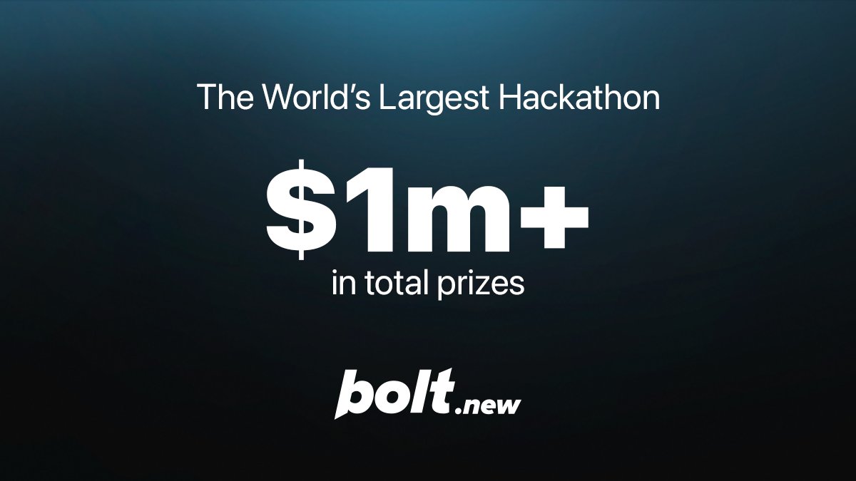If you're a developer, you should definitely check out this $1m+ hackathon that <a href="/boltdotnew/">bolt.new</a> is hosting

<a href="/boltdotnew/">bolt.new</a> is trying to break a Guinness World Record for the biggest hackathon with the most participants

For a start contest, they're giving $3k to whoever designs the best