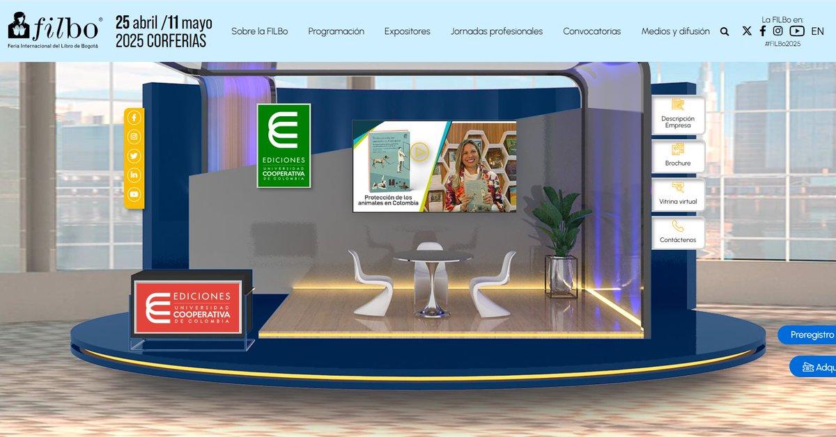 Conoce nuestro stand virtual en la FILBo 2025
Visítalo en: feriadellibro.com/.../universida…...
#EdicionesUCC #UniversidadCooperativaDeColombia #LibrosUCC #RevistasUCC #FILBo2025 #FILBo #FILBoVirtual #OrgulloUCC
