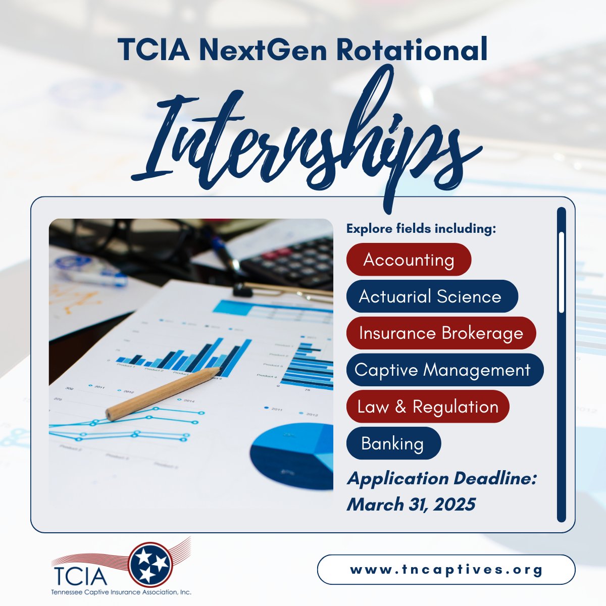 🚀 Exciting Internship Opportunity! 🚀
The Tennessee Captive Insurance Association (TCIA) is launching its first-ever paid summer internship in Tennessee! 🌟
📅 Apply by March 31st! Don’t miss out on this incredible opportunity. Learn more &amp; apply here: tncaptives.org/news/13477032