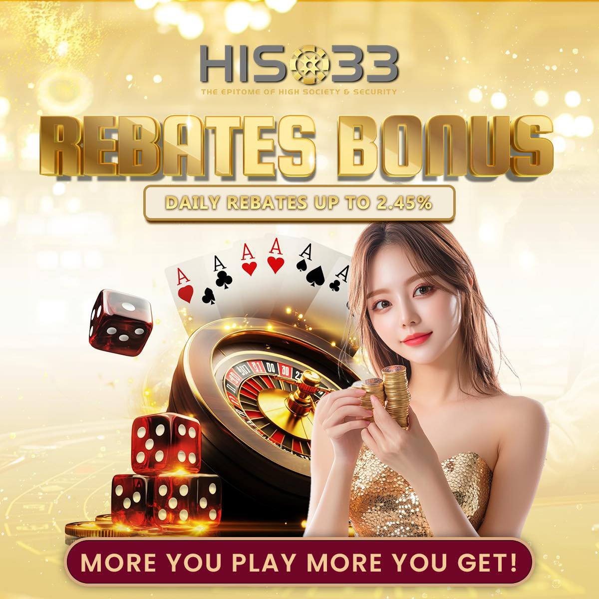 Hiso33my's tweet photo. 🎁 HISO33 UNLIMITED DAILY REBATES! 🎁

➤ Bonus based on VIP level
➤ Slots, Sports, and Casinos
➤ More bets, more rewards!

#Rebates #Bonus #Hiso33 #Hiso33malaysia #Hiso33my #Hiso #Trading #Bitcoin #Crypto #Finance https://t.co/1a2mwHbywD