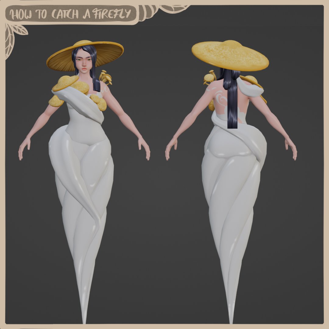 Today I finished this more humanoid NPC. She's a wind spirit but she's been wearing a mushroom hat for so long that its spores have started to grow into more mushrooms all over her upper body.
#gamedev #indiedev #blender