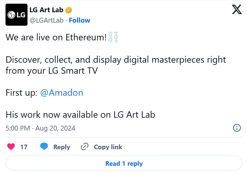 bandr283's tweet photo. 🚨 أعلنت LG عن إغلاق منصة LG Art Lab لبيع وعرض #NFTs عبر التلفاز الذكي، بعد 3 سنوات من إطلاقها 🎨. توقفت المشتريات في 10 مارس، وسيتم نقل الأصول الرقمية للمستخدمين حتى 30 أبريل، مع الإغلاق الكامل في 17 يونيو! 📺#LG #NFT #ArtLab #Blockchain #DigitalArt https://t.co/HFqTLHpBo1