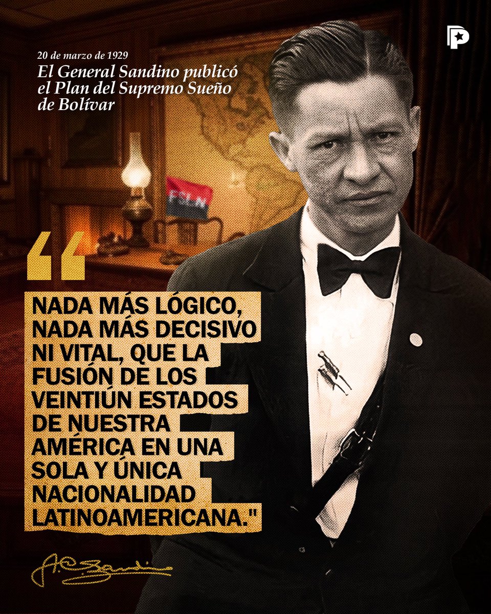 ✊🔴⚫ Sandino advertía que solo mediante la integración y la cooperación regional se podría garantizar la independencia y el desarrollo de los pueblos latinoamericanos.
