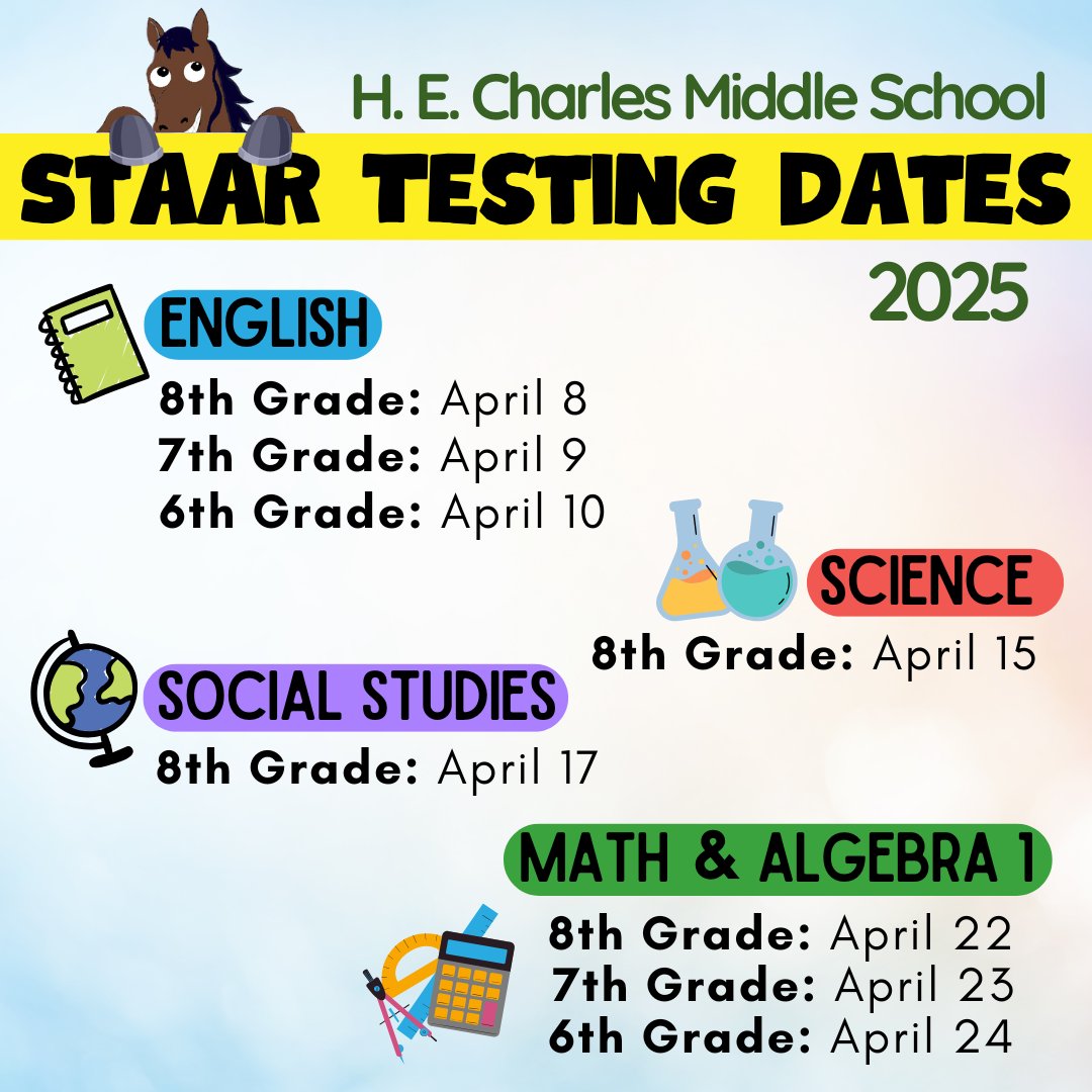 CharlesChargers's tweet image. Attention Chargers...it&apos;s almost testing time! Mark your calendars! 
#STAARtest @ELPASO_ISD