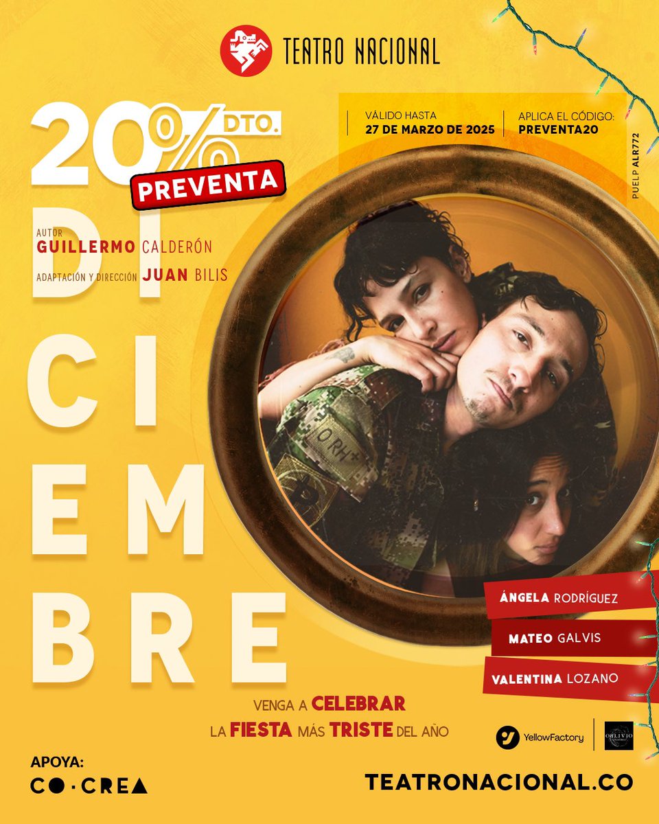 ¡Muy pronto Diciembre llegará a la Casa del Teatro Nacional! 
Preventa aquí teatronacional.co/diciembre/