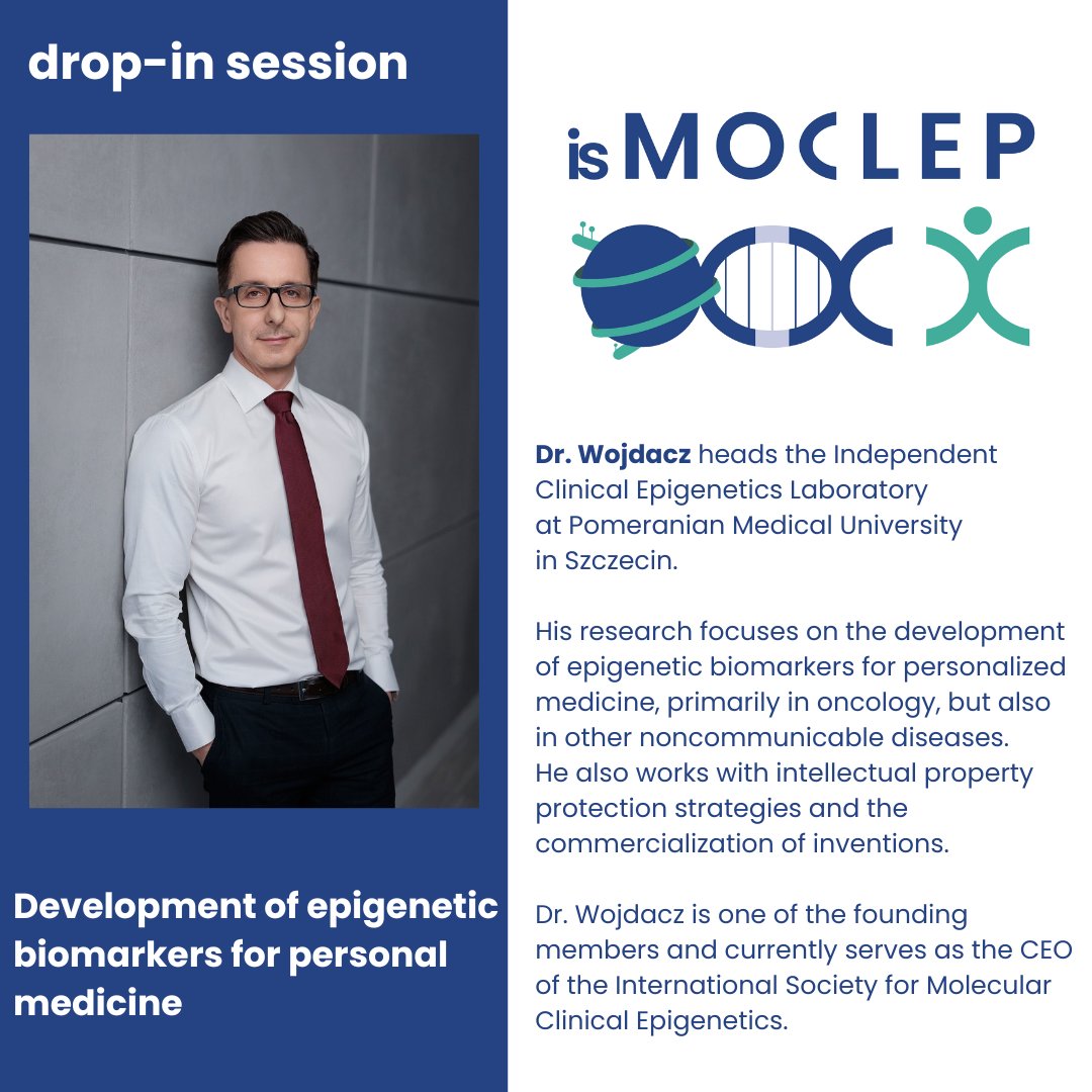 🚀Next Thursday, March 27, at 4 pm CET, our founding member and CEO of #isMOCLEP - prof. Wojdacz from Pomeranian Medical University in Szczecin, Poland will speak at the drop-in session on "Development of epigenetic biomarkers for personal medicine".
Want to join? Comment below!