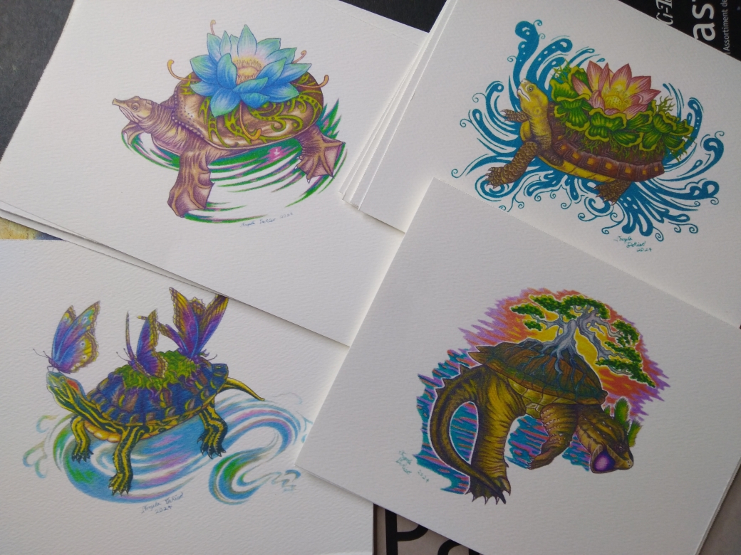 AngeladerisoA's tweet image. Turtle Gods card set just printed. Will be packing them up and listing them on Etsy shortly. #turtles #turtlesofig #turtlelover #turtleart #coloredpencilart #coloredpencildrawing #coloredpencilartist