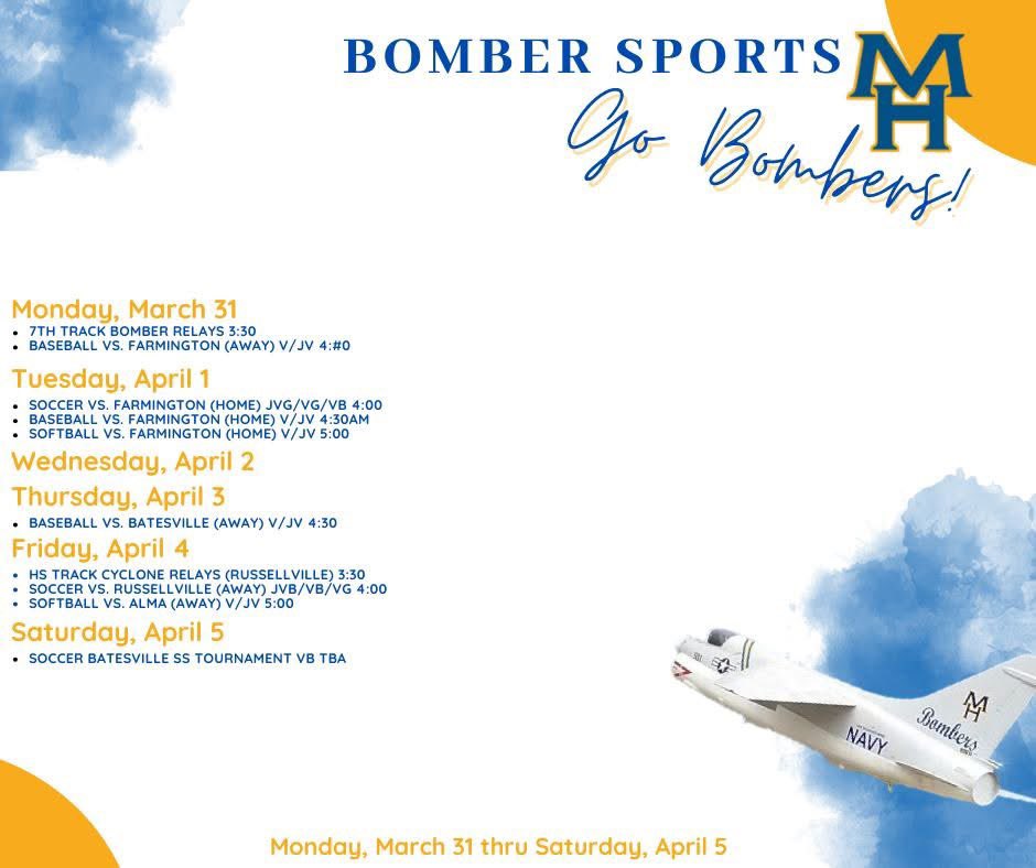 Next few weeks in Bomber sports <a href="/MHBombersAD/">Mitch Huskey</a> <a href="/BombersMh/">Mountain Home Public Schools</a>