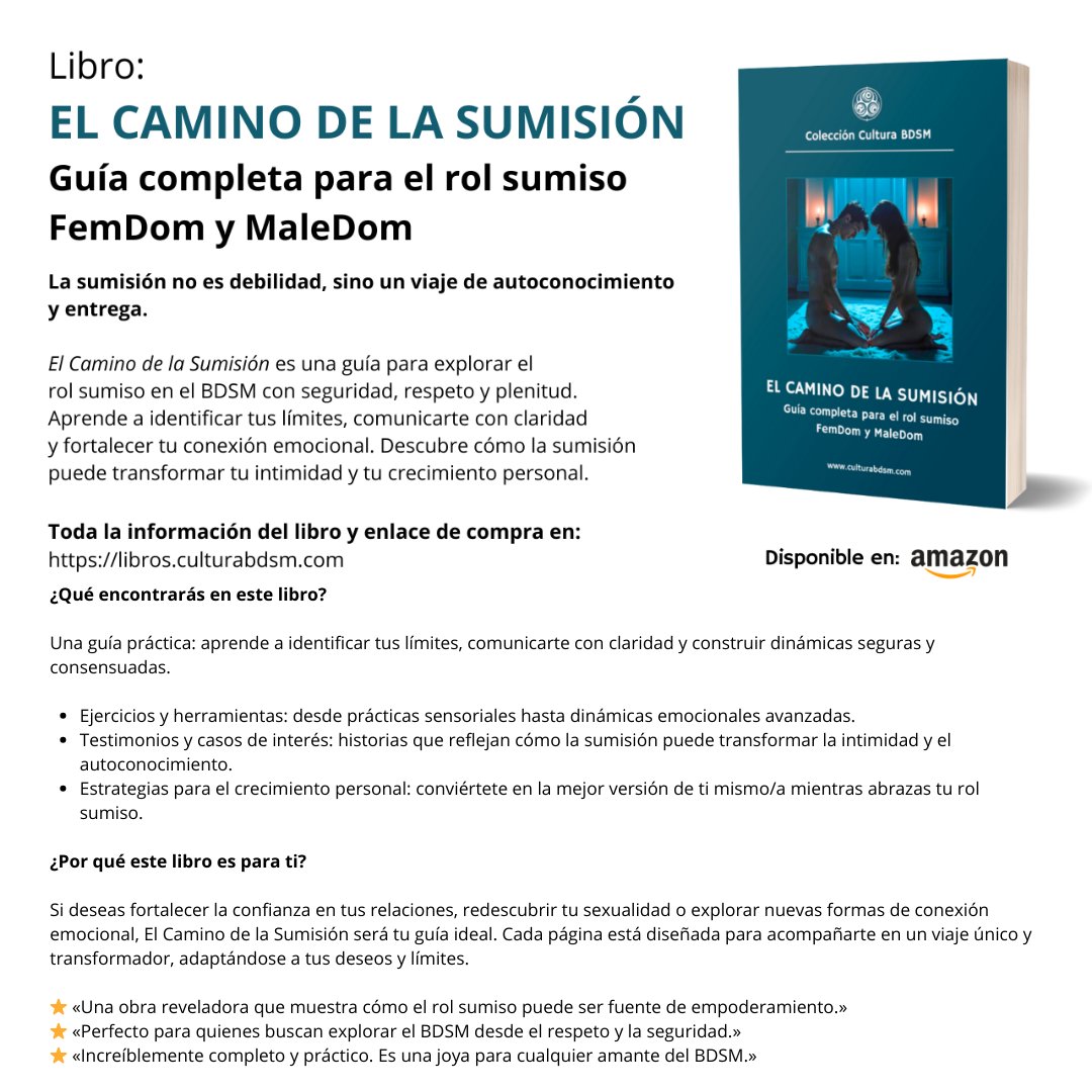 Cultura_BDSM's tweet photo. El Camino de la Sumisión: Entiende y explora el rol sumiso en el BDSM. Domina tu sumisión en un espacio seguro y consensuado. https://t.co/T8Sag1hWzj #Sumisión #BDSMConsciente #CulturaBDSM #EmpoderamientoSumiso #Autoconocimiento #ConexiónBDSM #Dominación #librosbdsm https://t.co/1qWDsJL3oa