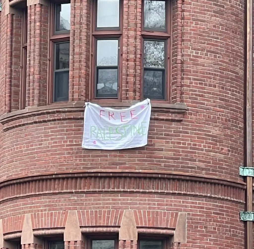 MforPalestine's tweet photo. An autonomous group did some redecorating at #MAA2025 🍉 https://t.co/41fj4VdWXg