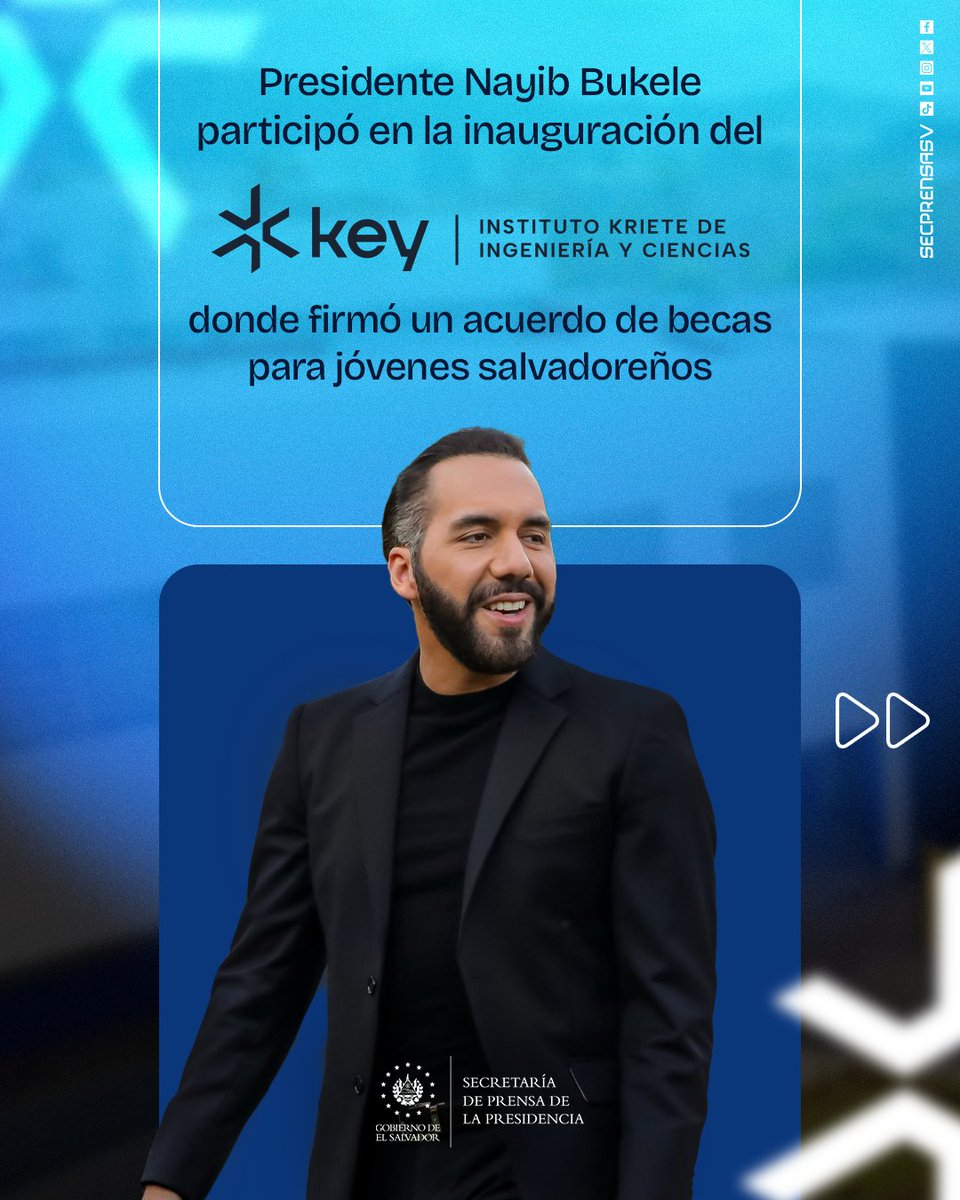 SecPrensaSV's tweet photo. #KeyInstitute | El Presidente @nayibbukele impulsa oportunidades educativas para la juventud salvadoreña, como muestra de ello, firmó un convenio con el @Keyinstitutesv para otorgarles becas. Esto forma parte de su visión de desarrollo y acceso a educación de calidad. #SecretaríaDePrensa