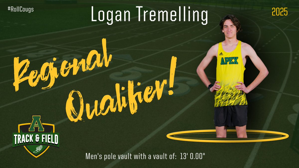 Apex Track & XC (@apextrackxc) on Twitter photo Logan just keeps soaring higher! A new PR and Regional qualification in the Pole Vault! Aim high, Logan! <a href="/apexcougarclub/">Apex Cougar Club</a> <a href="/apexhsathletics/">Apex Athletics</a> <a href="/ApexHighSchool/">Apex High School</a> #RollCougs Logan just keeps soaring higher! A new PR and Regional qualification in the Pole Vault! Aim high, Logan! <a href="/apexcougarclub/">Apex Cougar Club</a> <a href="/apexhsathletics/">Apex Athletics</a> <a href="/ApexHighSchool/">Apex High School</a> #RollCougs