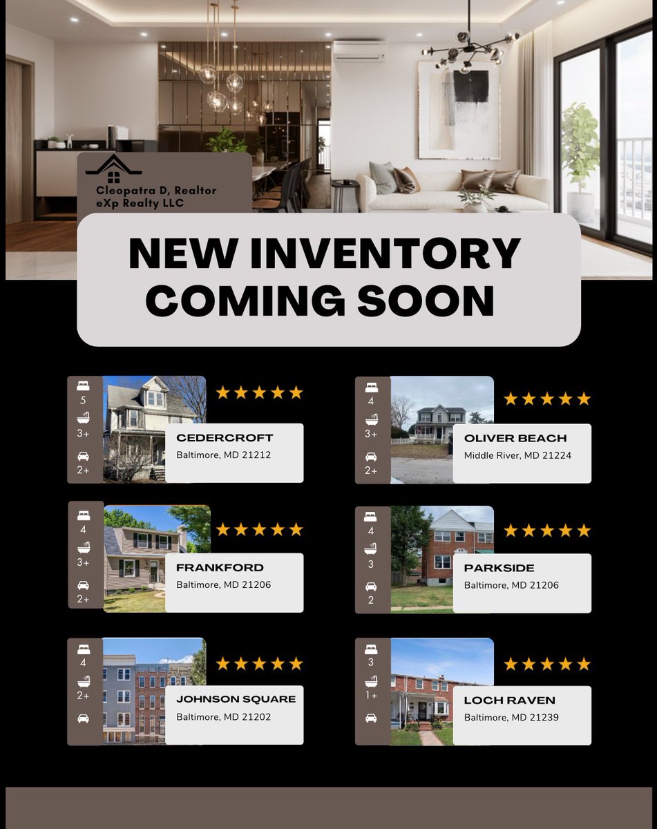_CleopatraD's tweet photo. 🔥 HOT NEW LISTINGS ALERT! 🔥

Buyer agents and serious buyers—get ready! Fresh inventory hitting the market late spring/summer. You won’t want to miss! 🌟 From stunning single-family homes to prime investment opportunities, these properties are COMING SOON &amp; won’t last long! https://t.co/v4ad90Dc1Y
