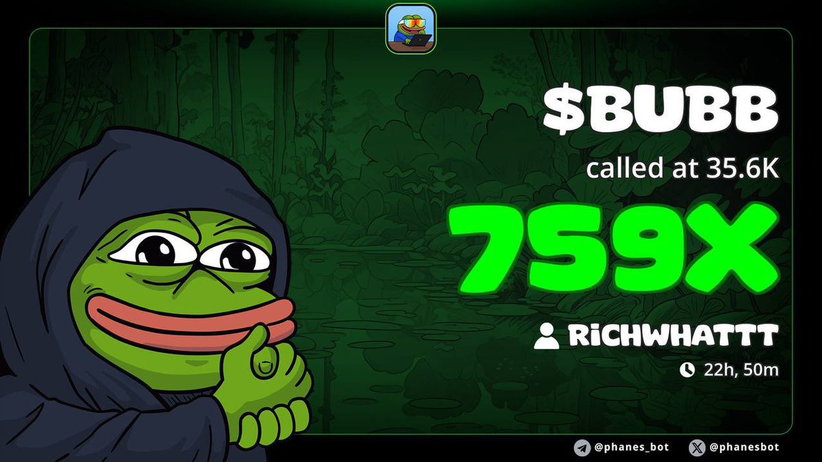 Update on our trenchor <a href="/aintrichwhat/">richwhat</a> $BUBB call on BNB

Called at 35k and it’s sending while sitting at a whopping 23.5M 😳

A nice and light 759x and counting.