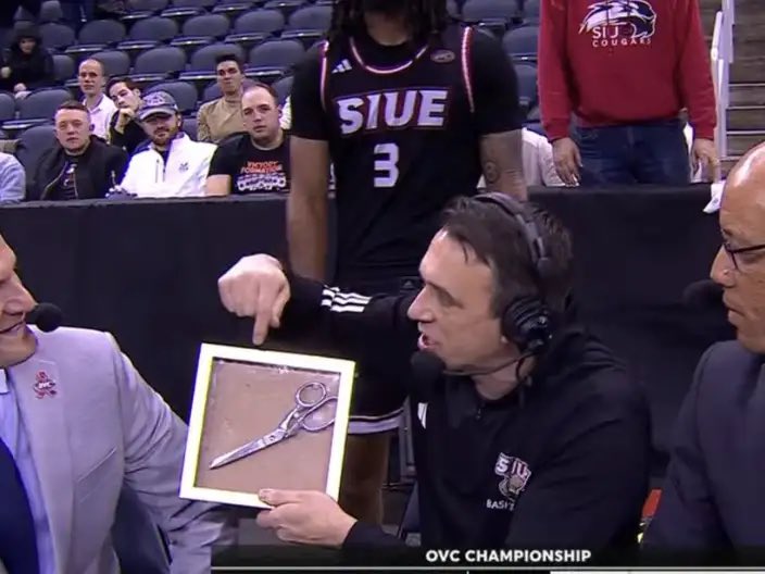 Unfortunately for SIUE, the Cougars ran into the 40 minutes of hell buzzsaw that is Houston.

But it was a year to never forget for <a href="/SIUEMBB/">SIUE Hoops</a>. Won the OVC over its rival to make the NCAAT for the first time, and it was manifested.

Had scissors ready for when the net cutting day