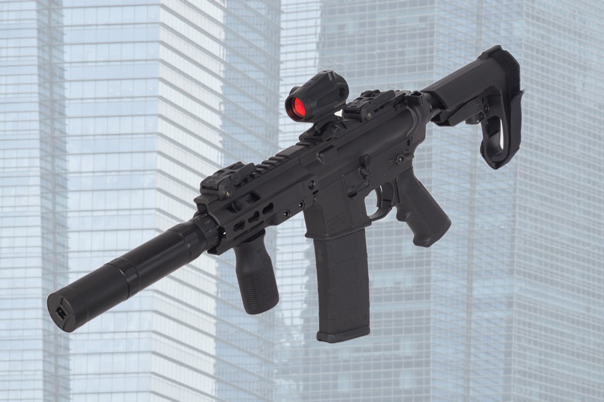 BrigadeMfg's tweet photo. BM-15 5"

The ultimate low profile & portable 5.56mm/223 option on the market. Manufactured in the USA, this BM-15 is an AR-15 style braced pistol especially suited for concealability and quick manipulation and is perfect for tactical use in urban environments and home defense.

Fitted here with a #gemtech suppressor,#magpul grip & flip sights,#pmag 30 rnd magazine, & #sig #romeo 

#bm15 #ar15 #556 #battlerifle #tactical #defence #shooting #weapon
